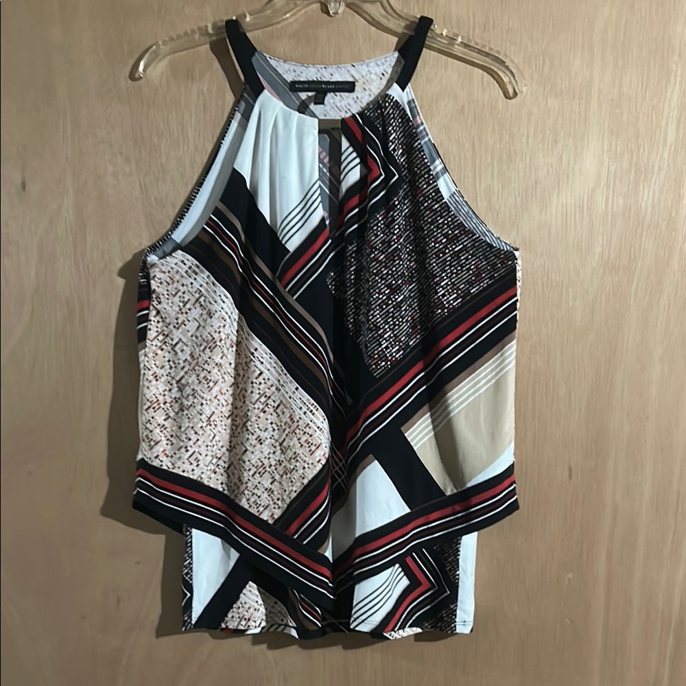 White House Black Market Black and White Graphic Tank Top